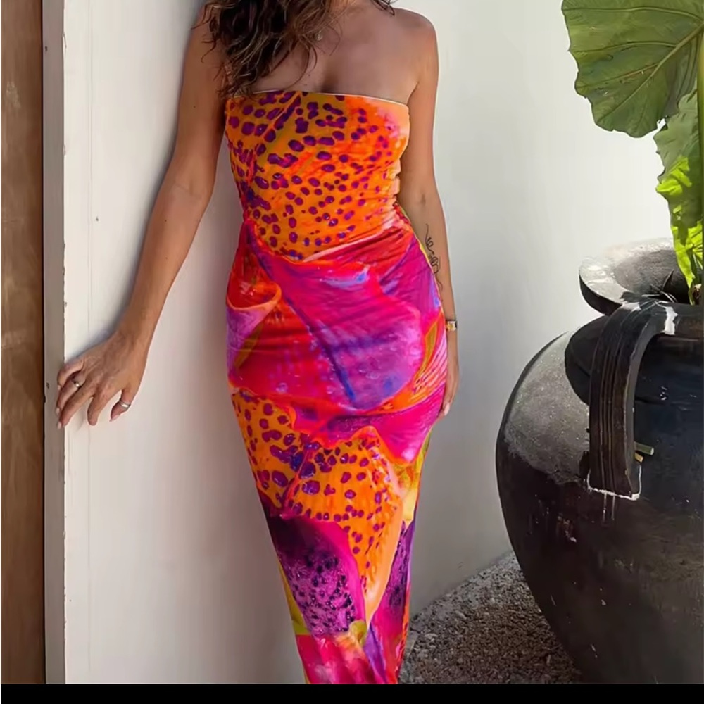 Vibrant Multicolor Strapless Dress